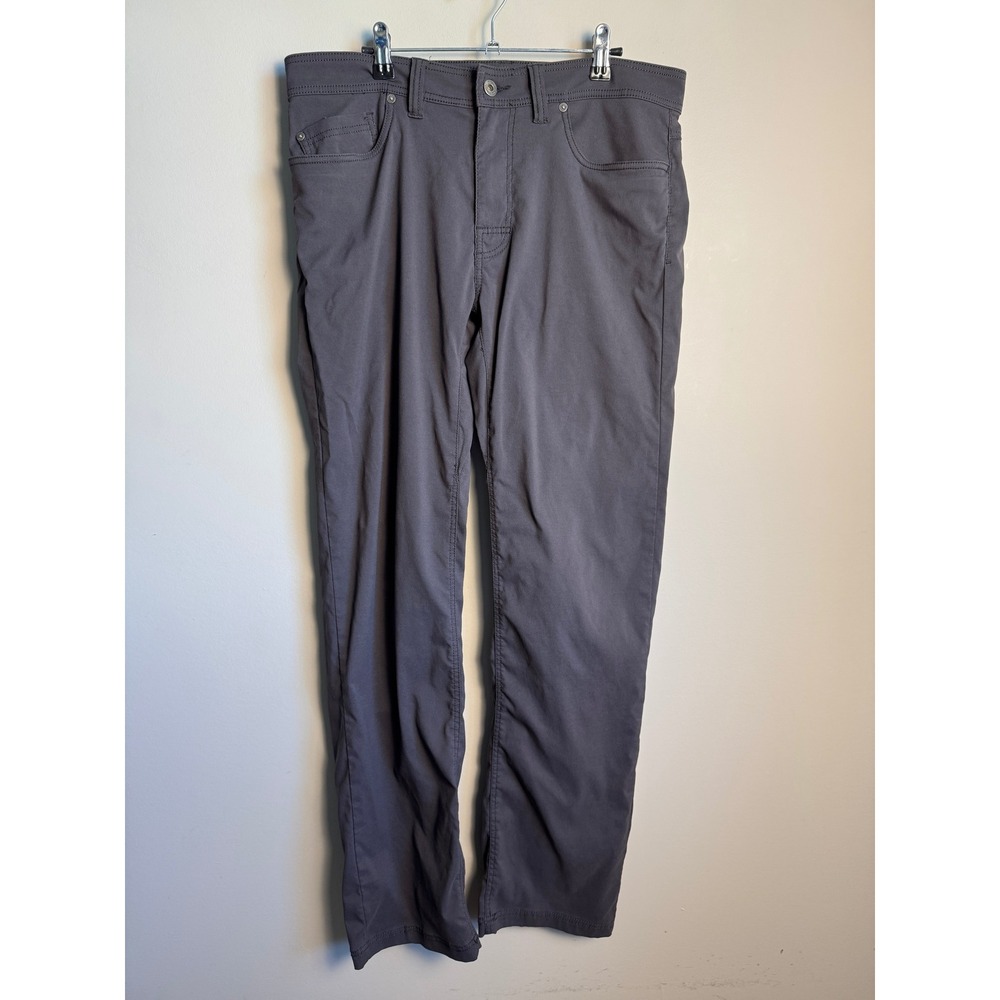 Prana Mens Gray Slim Fit Pants 33x34 Hiking Outdoor Stretch Gorpcore Technical